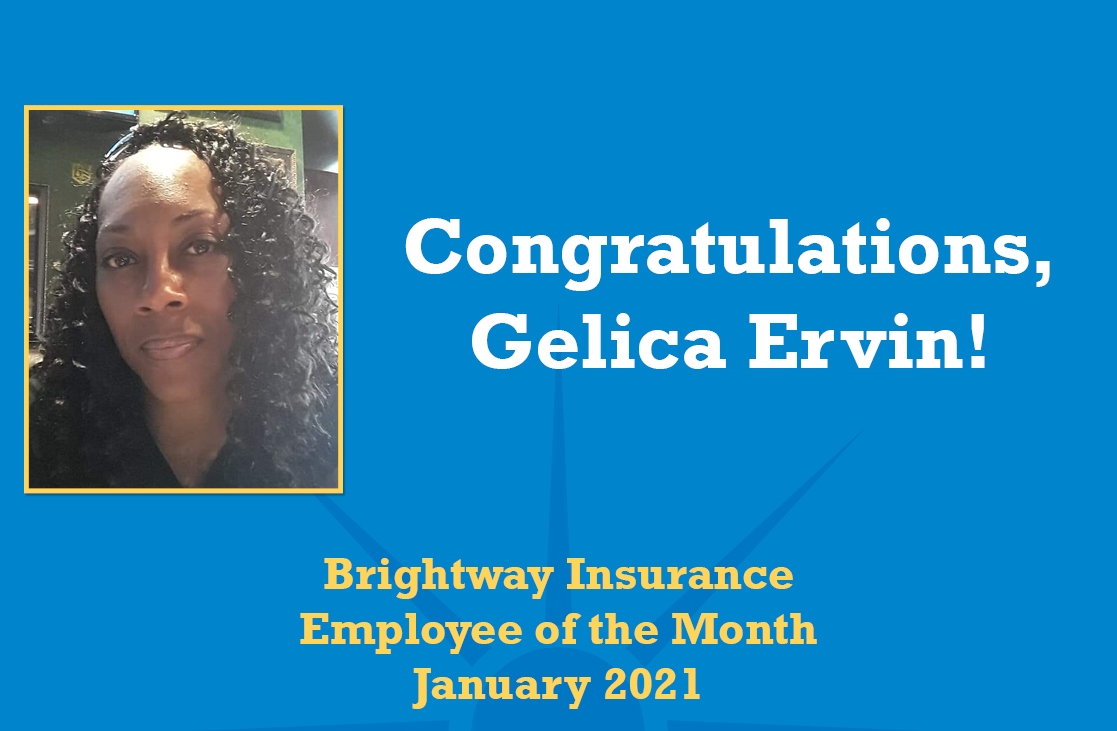 Brightway names Gelica Ervin Employee of the Month for January 2021