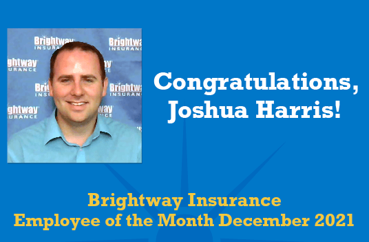 Brightway names Joshua Harris Employee of the Month for December 2021